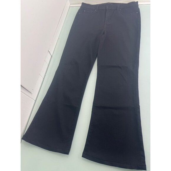 7 For All Mankind Dojo Womens Jeans 31X30 Flare Leg Black Denim Wide Leg Stretch - Picture 3 of 13